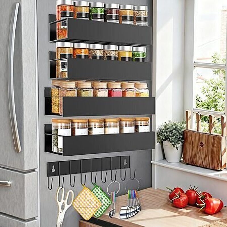 5-Piece Magnetic Spice Rack Organizer - Space-Saving & Versatile Storage