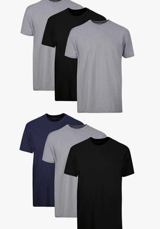 6-Pack Hanes Men's Pure Cotton T-Shirts - Essential Wardrobe Must-Haves