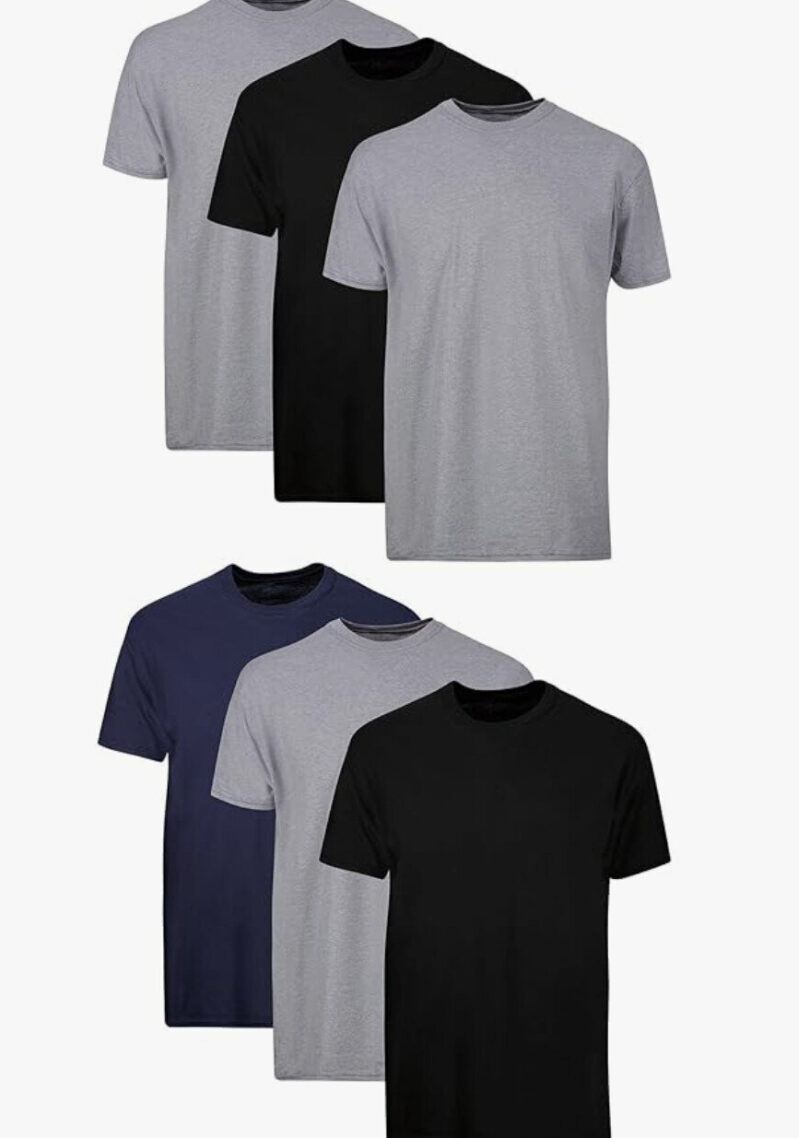 6-Pack Hanes Men's Pure Cotton T-Shirts - Essential Wardrobe Must-Haves