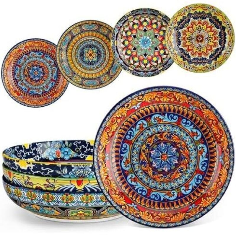 Elegant Ceramic Pasta Bowls - Set of 6 - 42oz - 48% Discount