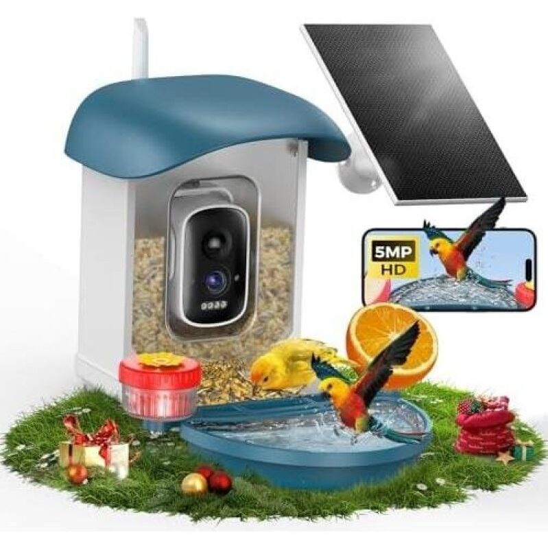 Affordable Bird Feeder with 5MP HD Camera and Solar Power