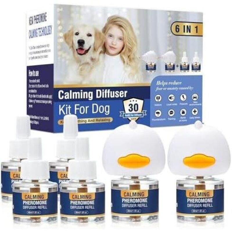 Dog Calming Pheromone Diffuser Kit - 6 in 1 Solution for Anxiety Relief