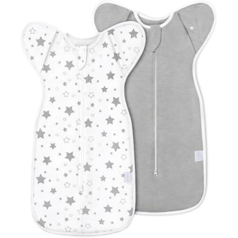 Breathable Cotton Baby Sleepers (2-Pack/Detachable Sleeves) for 6-9 Months