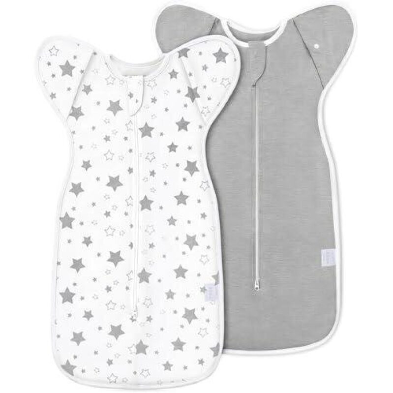Breathable Cotton Baby Sleepers (2-Pack/Detachable Sleeves) for 6-9 Months
