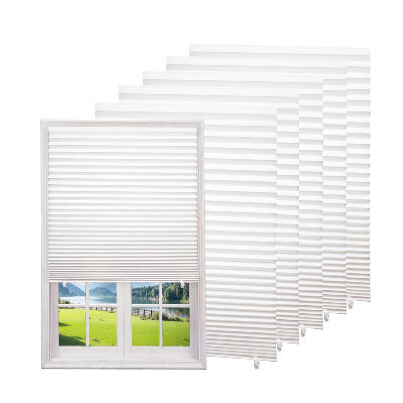 Elegant No-Drill Pleated Paper Window Curtains - 6 Panels