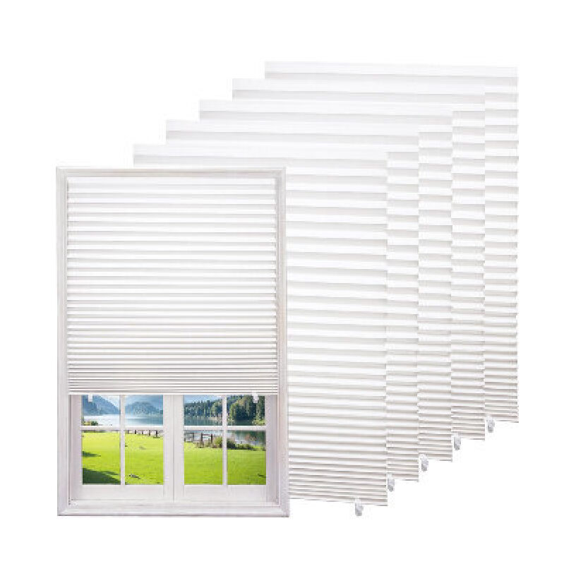 Elegant No-Drill Pleated Paper Window Curtains - 6 Panels