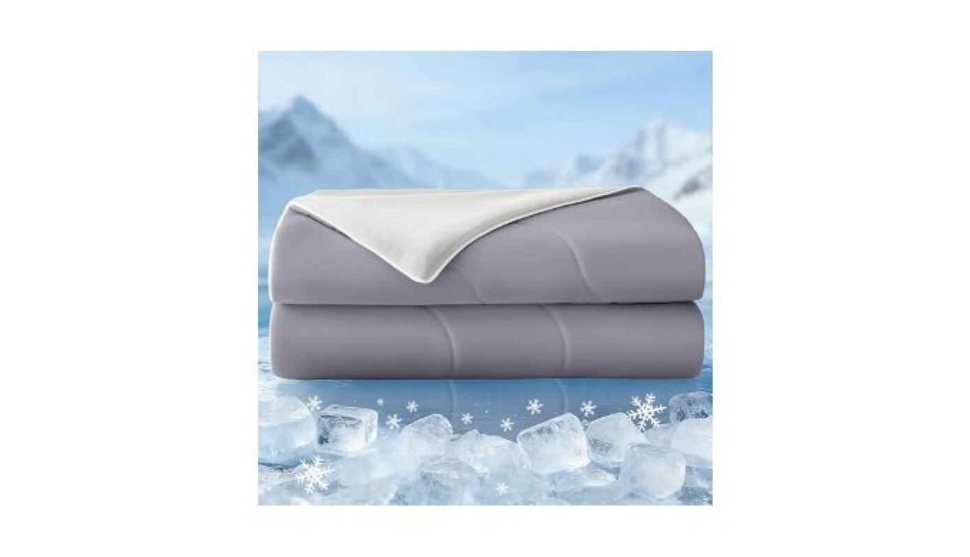 Queen Size Cooling Comforter, Lightweight Grey Blanket for Hot Sleepers