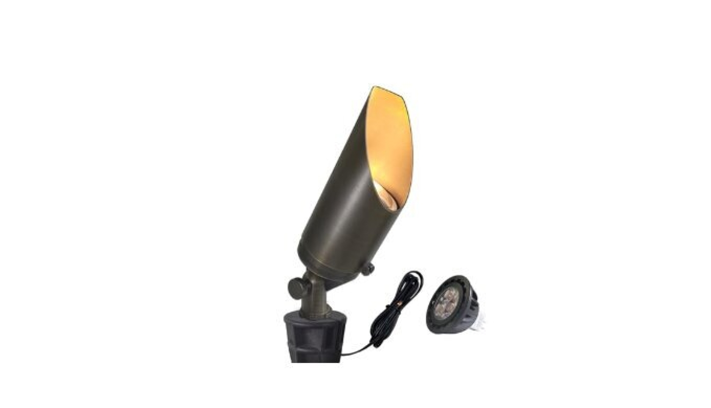 Outdoor Landscape Spot Lights: Brass Die-Cast, 5W LED, 2700K, 450LM
