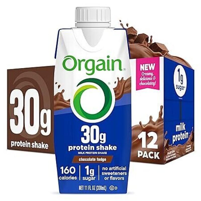 12-Pack 11-Oz Orgain 30g High Protein Shake (Chocolate Fudge) at Amazon