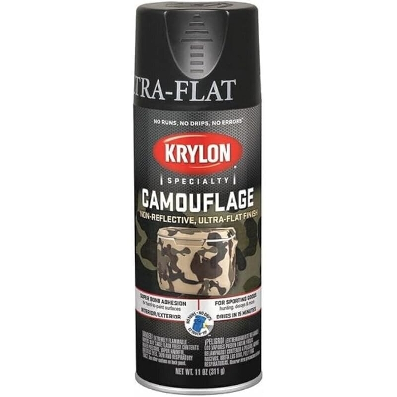 Krylon Camouflage Paint Ultra Flat Black 11oz - Perfect for Sporting Goods