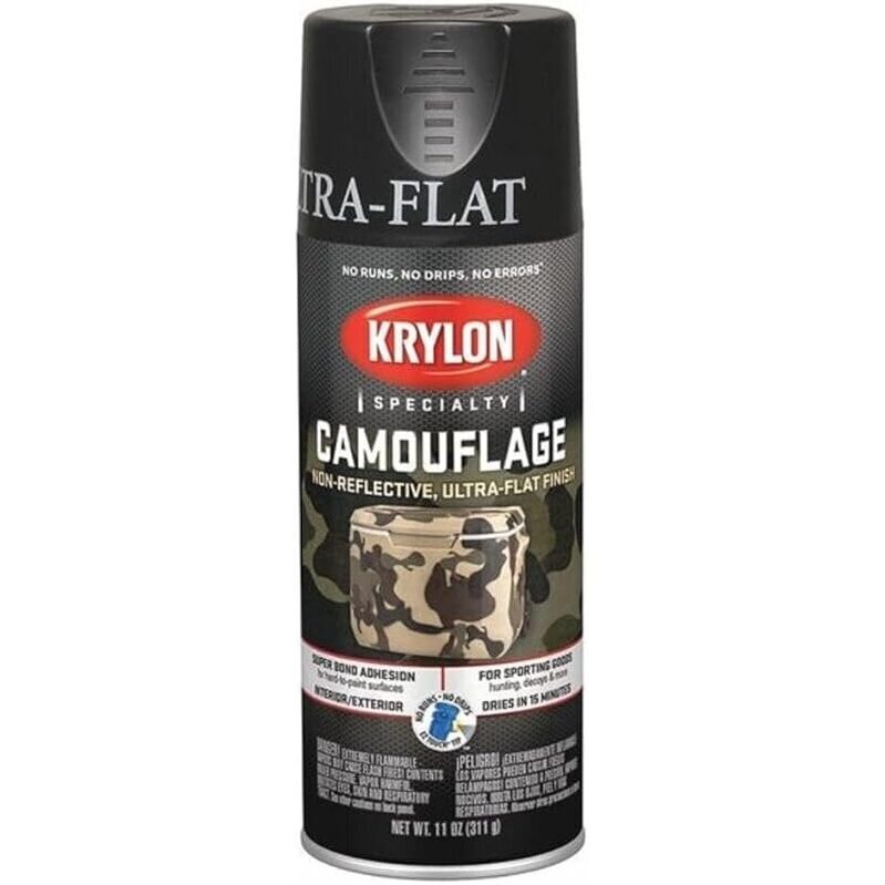 Krylon Camouflage Paint Ultra Flat Black 11oz - Perfect for Sporting Goods