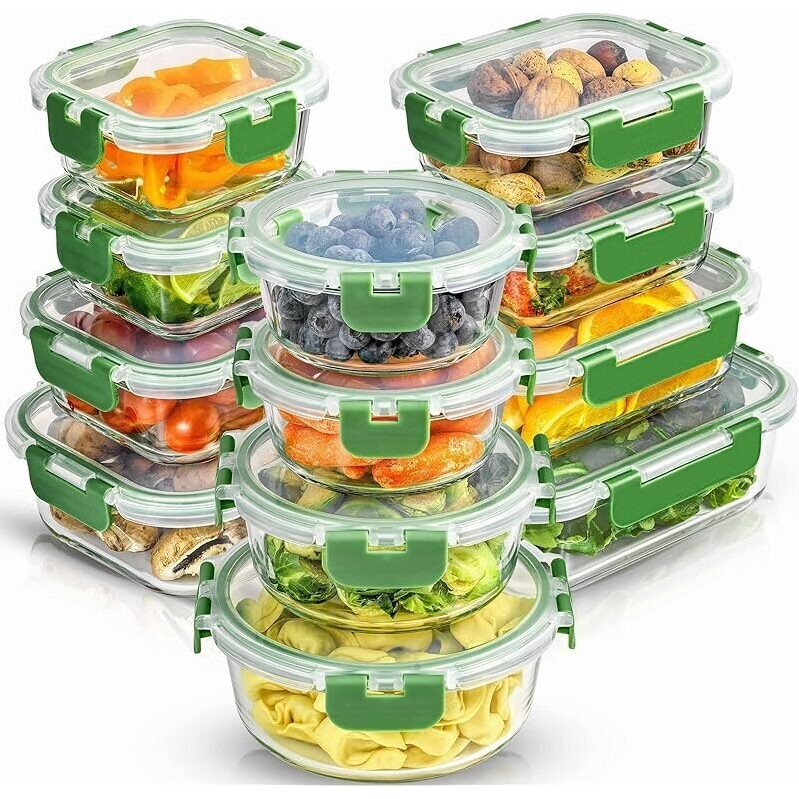 24pc Borosilicate Glass Storage Containers with Lids - Versatile & Durable