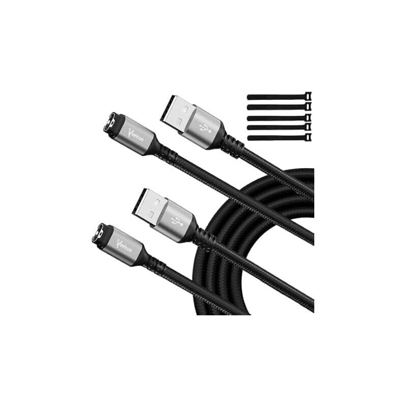 2-Pack Veeloon Right-Angle Garmin Watch Charger Cable 4ft