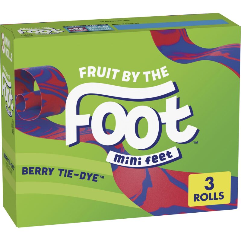 3-Count Fruit by the Foot Berry Tie Dye Mini Snacks - Perfect for School Lunches