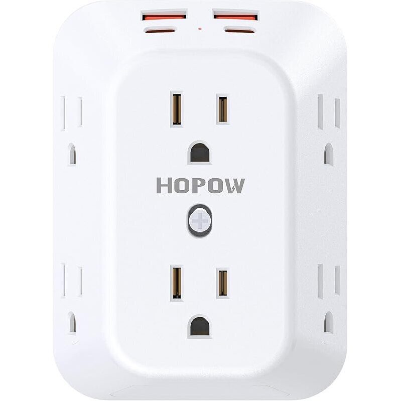 Maximize Your Outlet Space with HOPOW 6-Outlet 4-USB Surge Protector