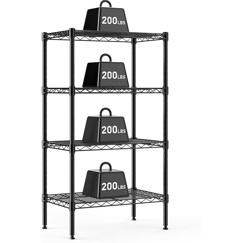 Dumos 4-Tier Metal Wire Storage Shelves - Heavy Duty, 200 lbs Capacity Each Shelf