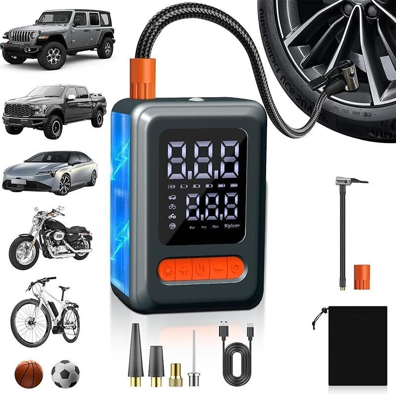 Powerful 150PSI Cordless Tire Inflator & Air Compressor for Cars, Motorcycles, and Bikes