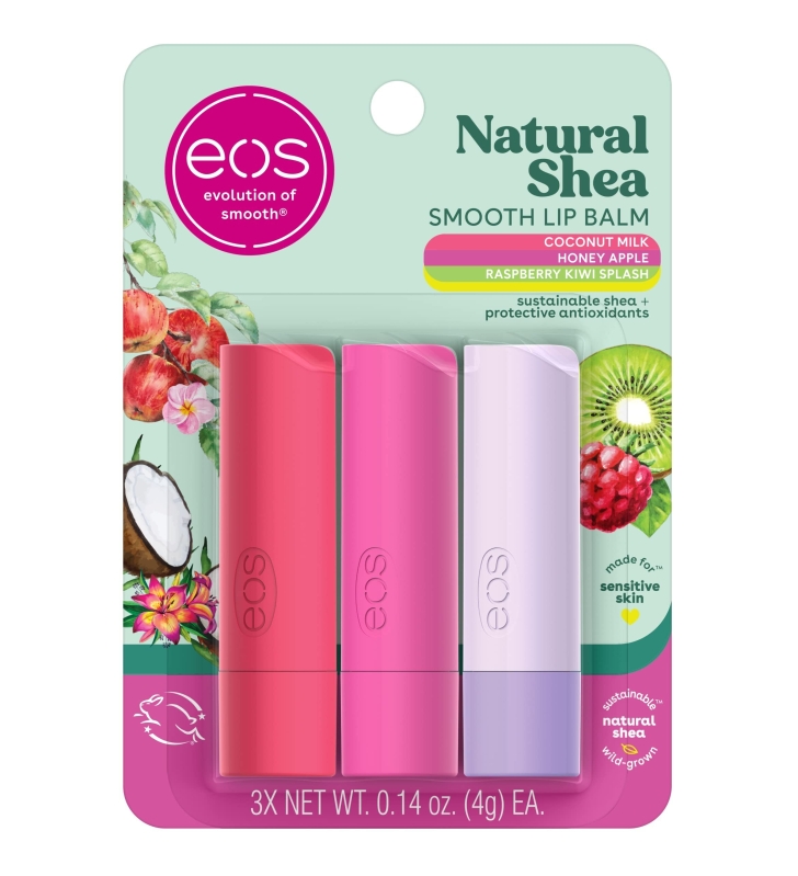 6-Pack Eos Natural Shea Lip Balm, 3 Flavors, 0.14oz