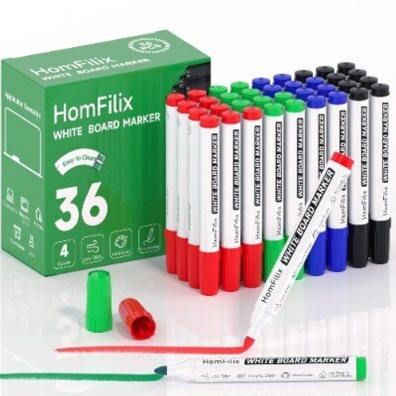 36 Multi-Color Whiteboard Markers - Durable, Washable, and Versatile