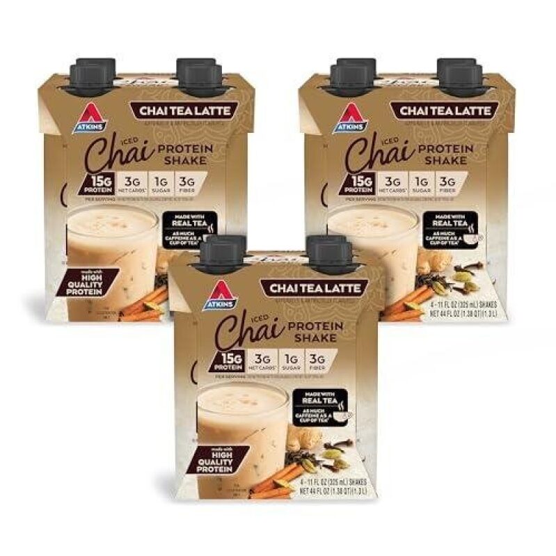 Chai Tea Latte Protein Shake - 12 Pack, Low Sugar, Low Carb, Keto-Friendly