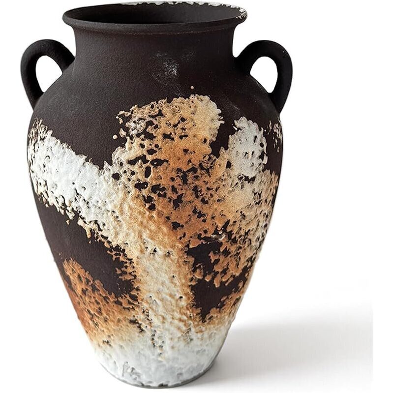 Cerivya 10 Inch Rustic Terracotta Vase with 2 Handles