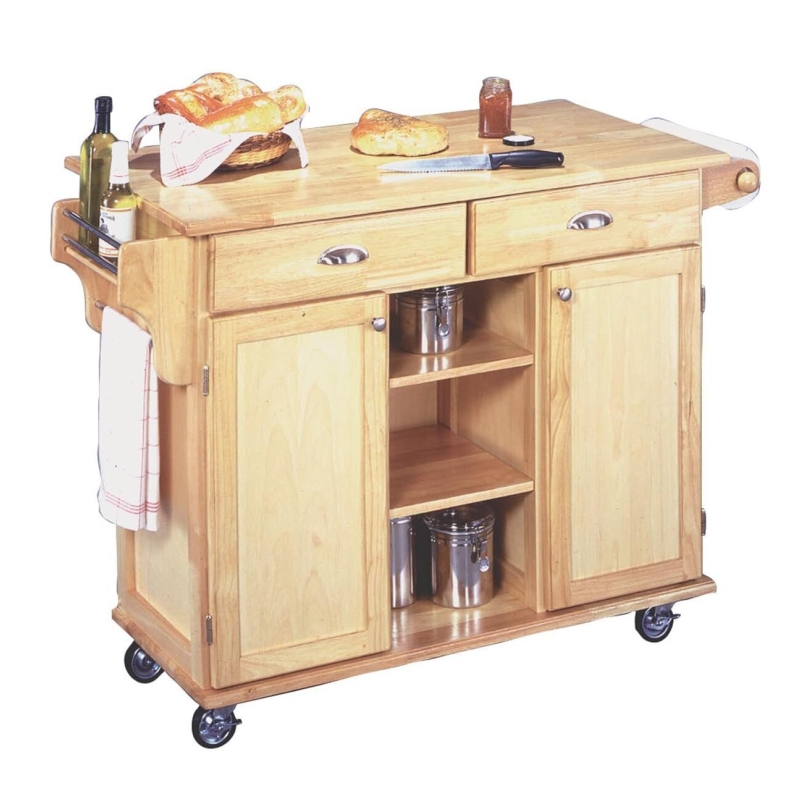 Natural Wood Mobile Kitchen Cart by Homestyles - Perfect for Efficient Kitchen Use