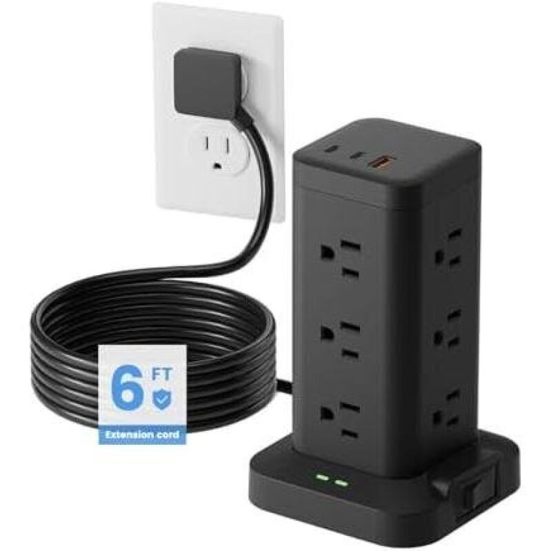 Powerful 6-Outlet Wall Mount Surge Protector - 52% OFF