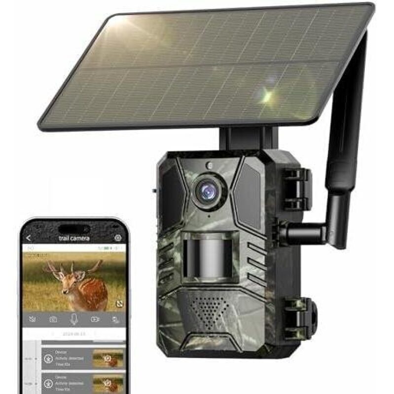 Solar-Powered Trail Camera with 4G Transmission and Night Vision - 67% Off