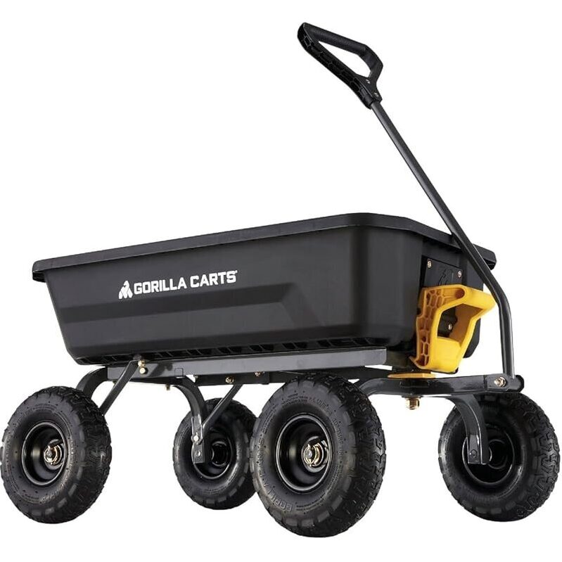 Gorilla Carts 4 Cu. ft. Poly Garden Dump Cart, 600 lbs. Capacity