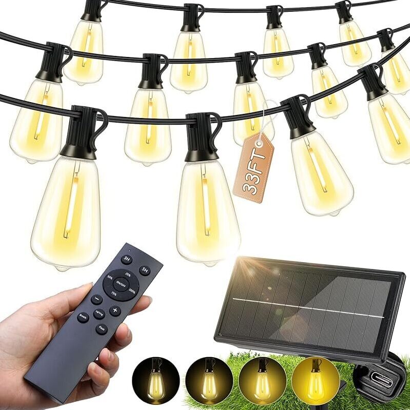 Fuanxiei ST38 33ft Outdoor Waterproof Solar Lights - Enhance Your Space with Effortless Elegance