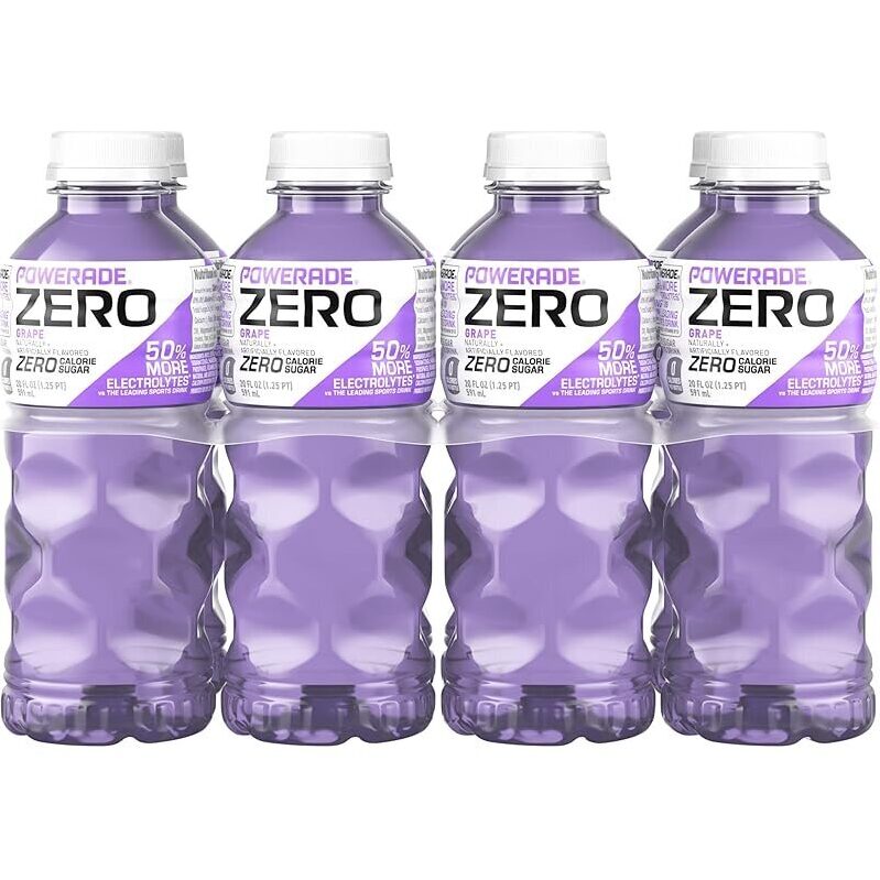 8-Pack Powerade Zero Sugar Electrolyte Enhanced Grape Sports Drink - 20oz Bottles