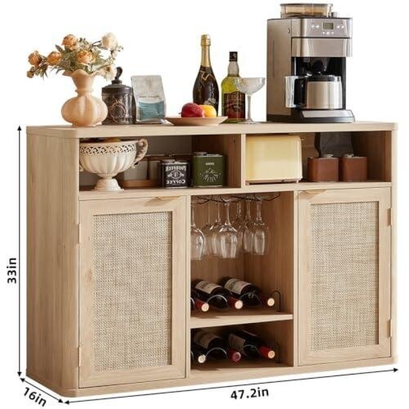 Natural Wood Wicker Wine Cabinet with 61% Discount