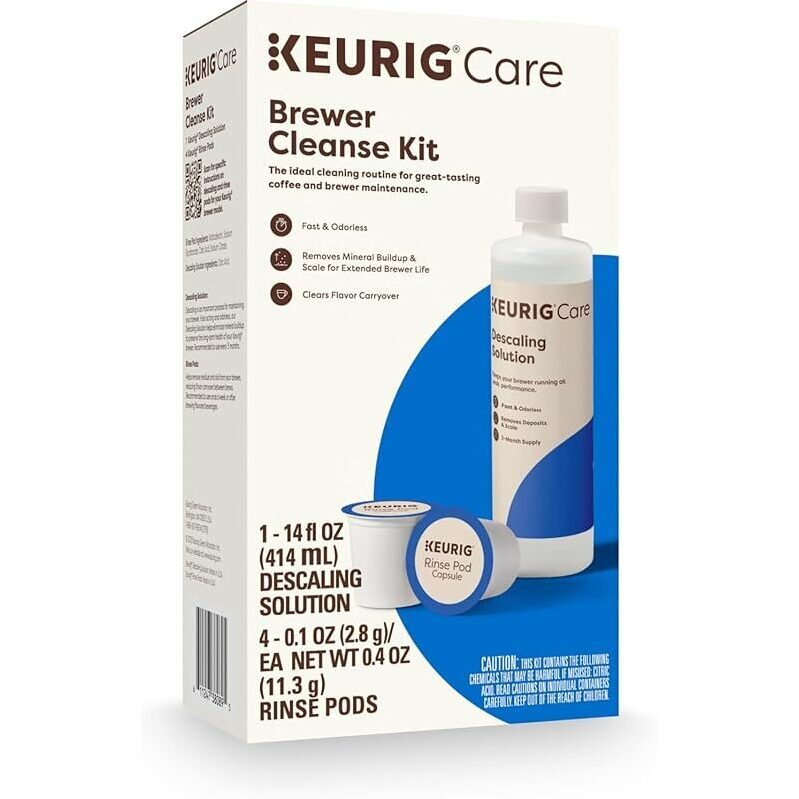 5 Count Keurig Brewer Cleanse Kit with Descaling Solution & Rinse Pods