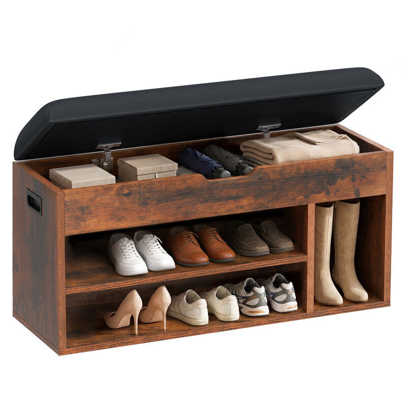 39-inch Lift Top Shoe Storage Bench with Secret Compartment