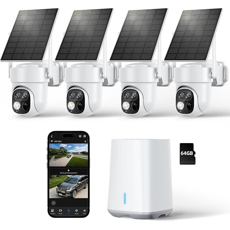4pk SV3C 2K Solar Powered Wireless Outdoor Security Camera System