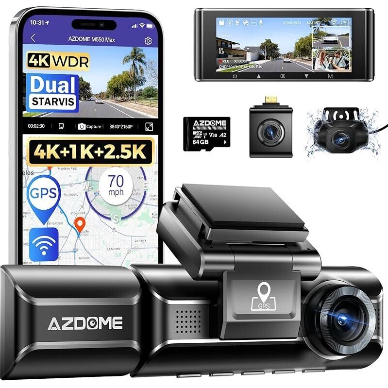 Azdome M550 Max 4K Dash Cam with 3 Channels