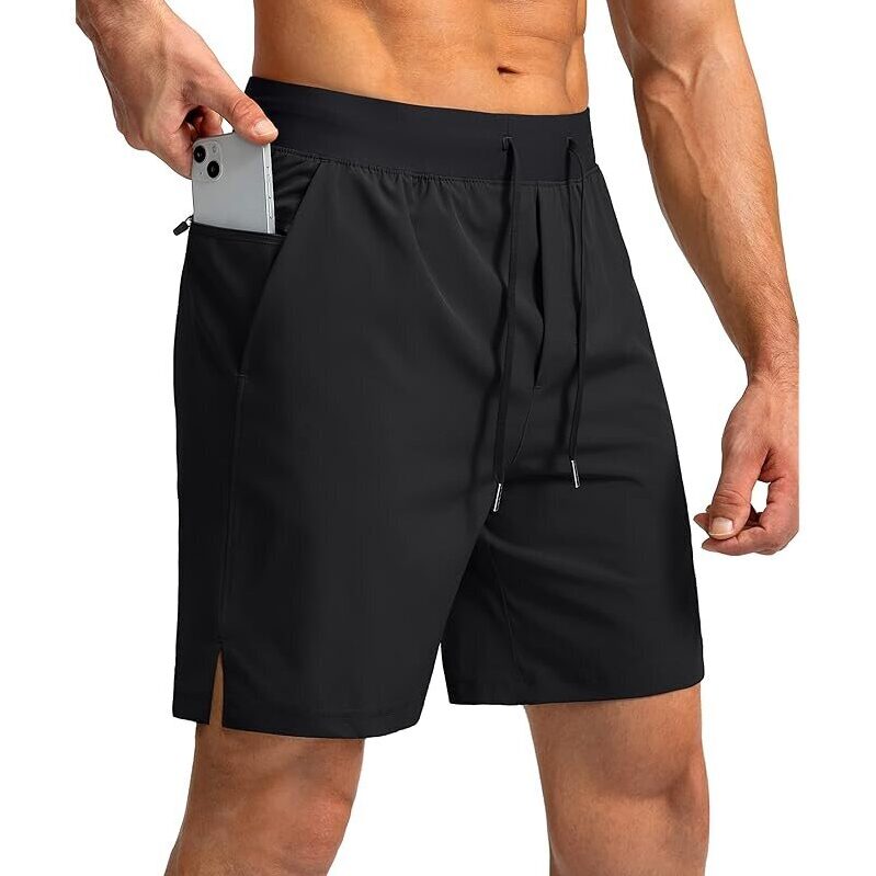 Men's 7-Inch Running Shorts with Zipper Pockets - Lightweight & Quick-Drying