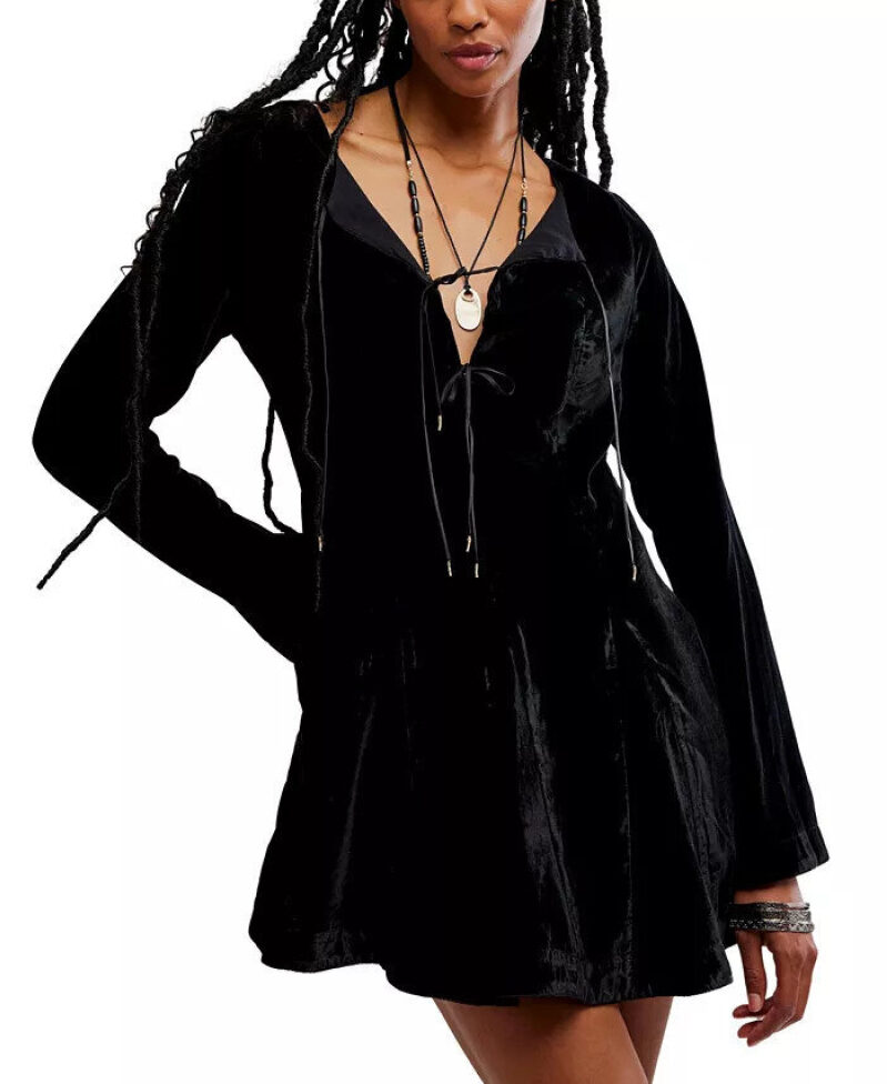 Affordable Luxury: Free People Linney V-Neck Velvet Mini Dress