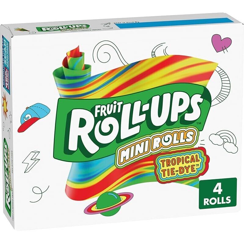 Fruit Roll-Ups Mini Rolls Tropical Tie-Dye Fruit Flavored Snacks