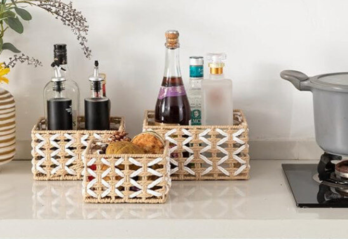 Woven Storage Baskets - Set of 3 - Prime Eligible