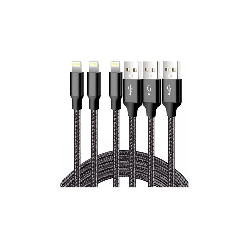 Reliable 3-Pack iPhone Lightning to USB-A Cables - 10FT