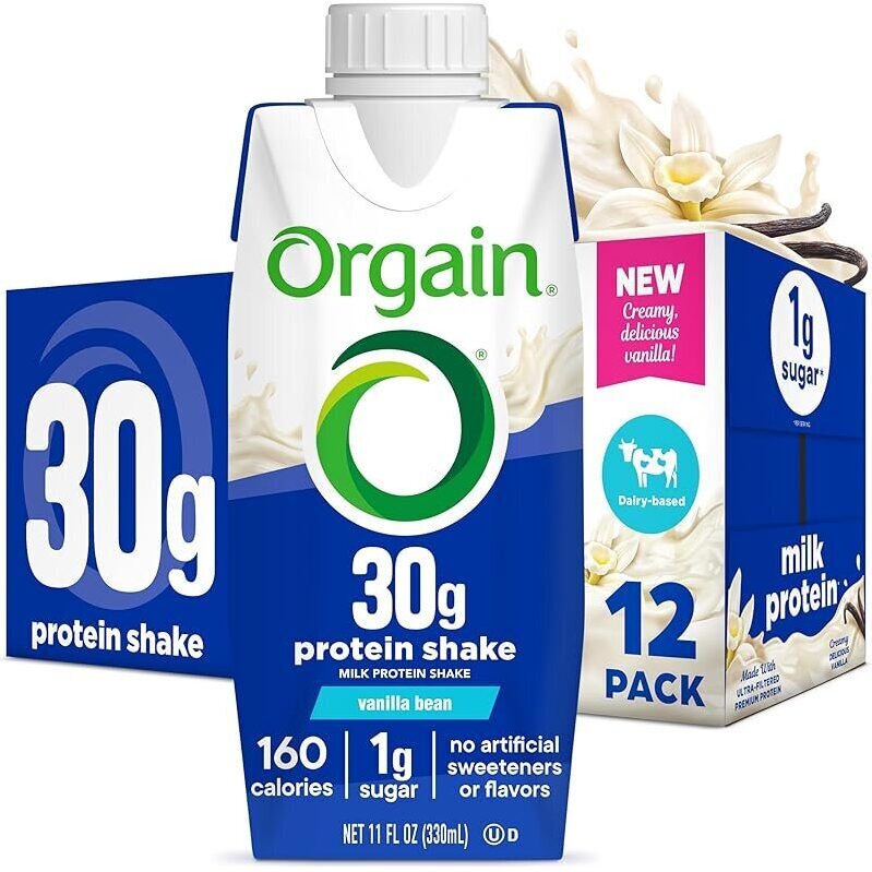 12-Pack Orgain High Protein Shake Cafe Latte - 11oz
