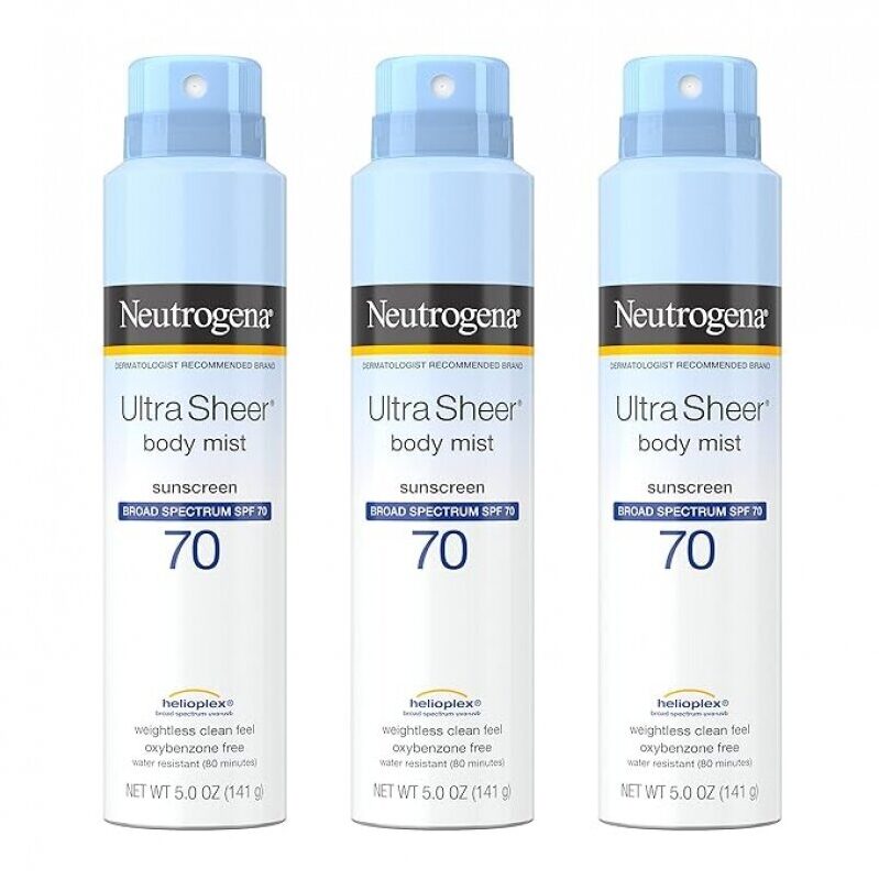 Neutrogena Ultra Sheer Body Mist SPF 70 Sunscreen Spray 3-Pack