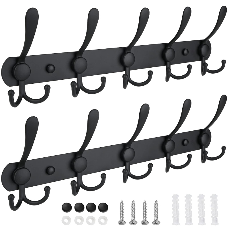 2-Pack Wall Mounted Coat Rack - Stylish and Practical Design