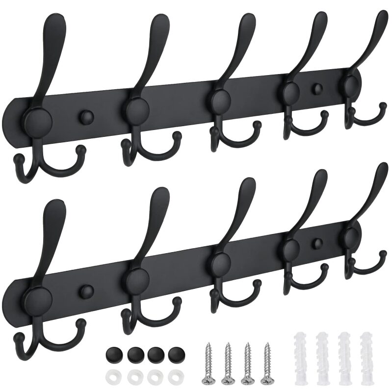 2-Pack Wall Mounted Coat Rack - Stylish and Practical Design