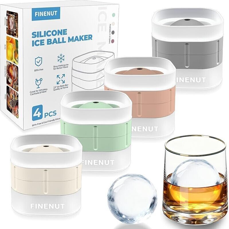 Premium 2.5-Inch Silicone Ice Ball Molds - Perfect for Whiskey & Cocktails