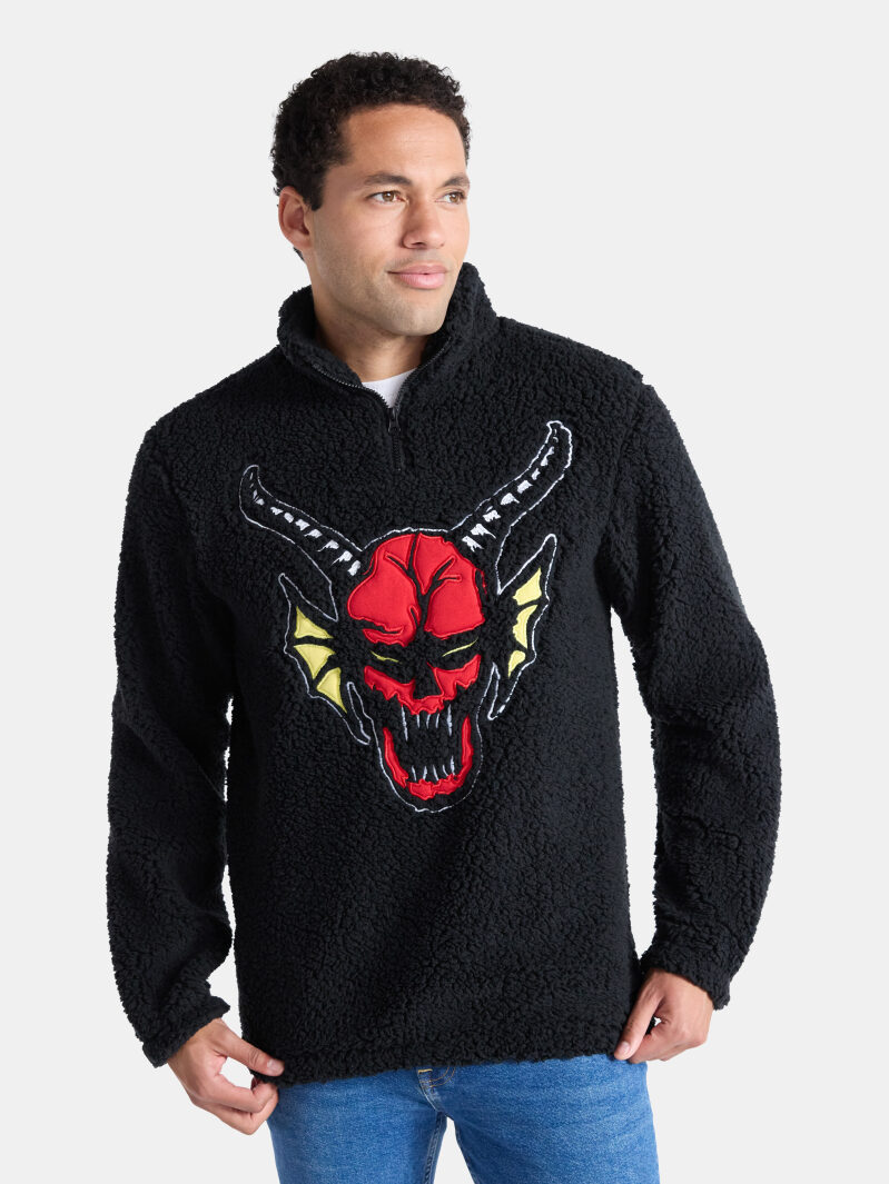 Netflix Stranger Things Men's Plush Fleece Quarter Zip Sweatshirt