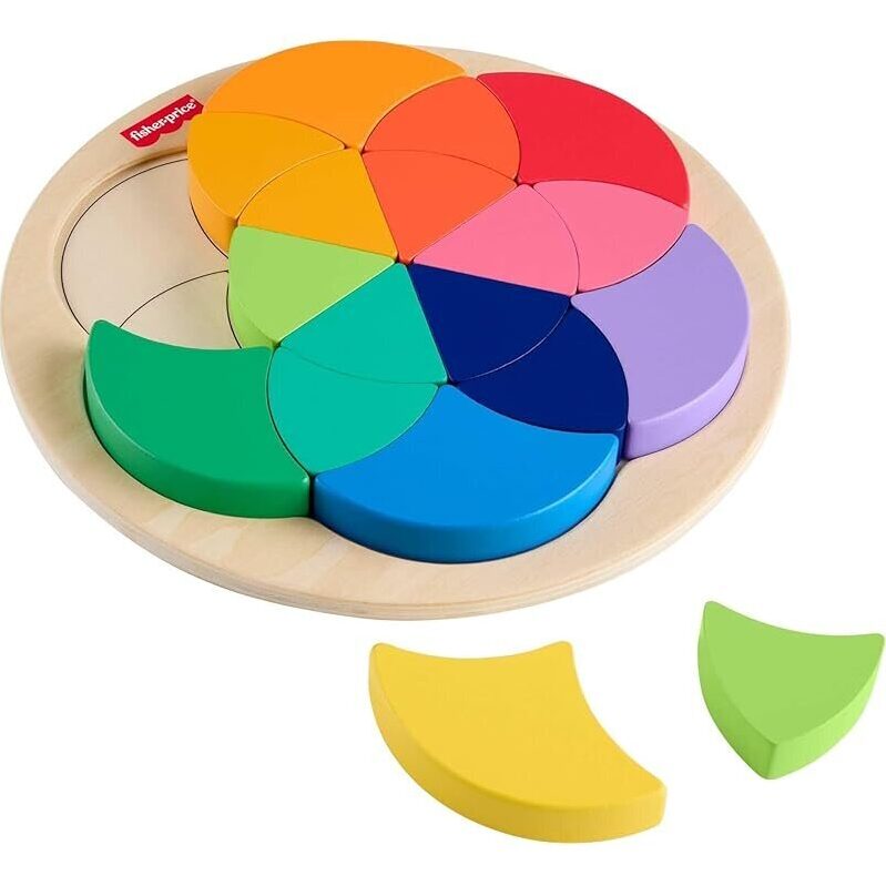 Wood Preschool Toy Color Wheel Puzzle by Fisher-Price - Bright Learning Fun