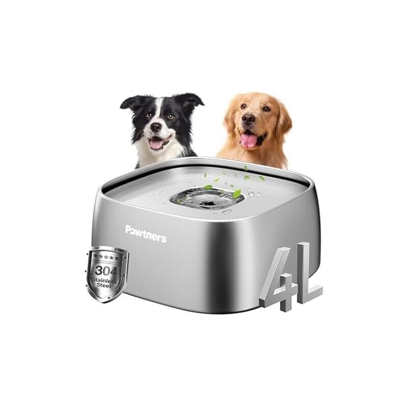 Stainless Steel Dog Water Bowl - Durable, Large 4L Capacity
