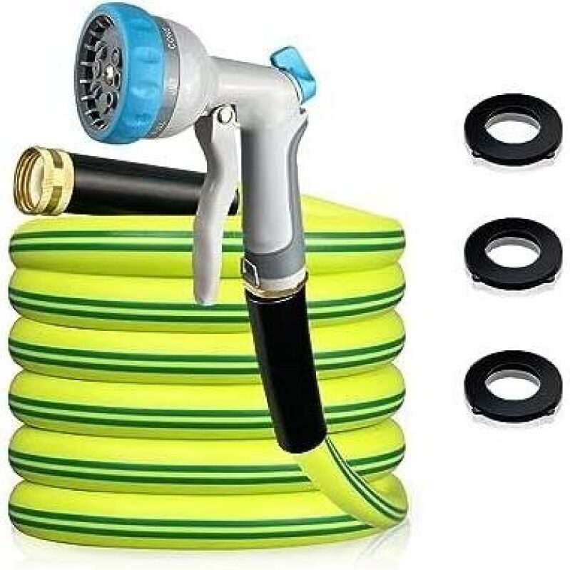 Durable 10ft Garden Hose with 5/8 Inch Pressure-Resistant Zinc Alloy Sprayer